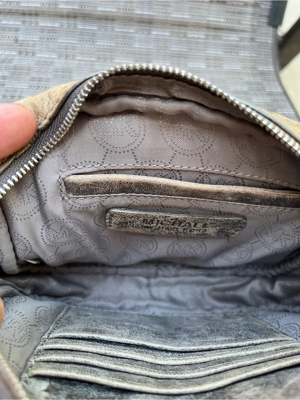 Michael Kors Gray Suede Card Wallet Crossbody Insert